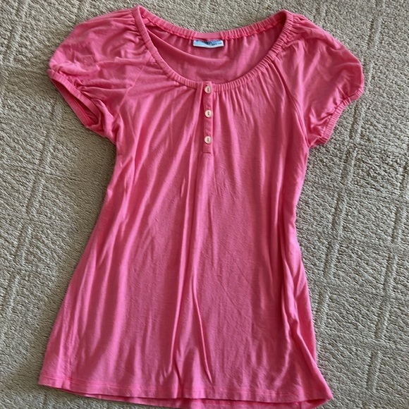 Cute Boho, pink peasant, style, top with buttons - Picture 4 of 6